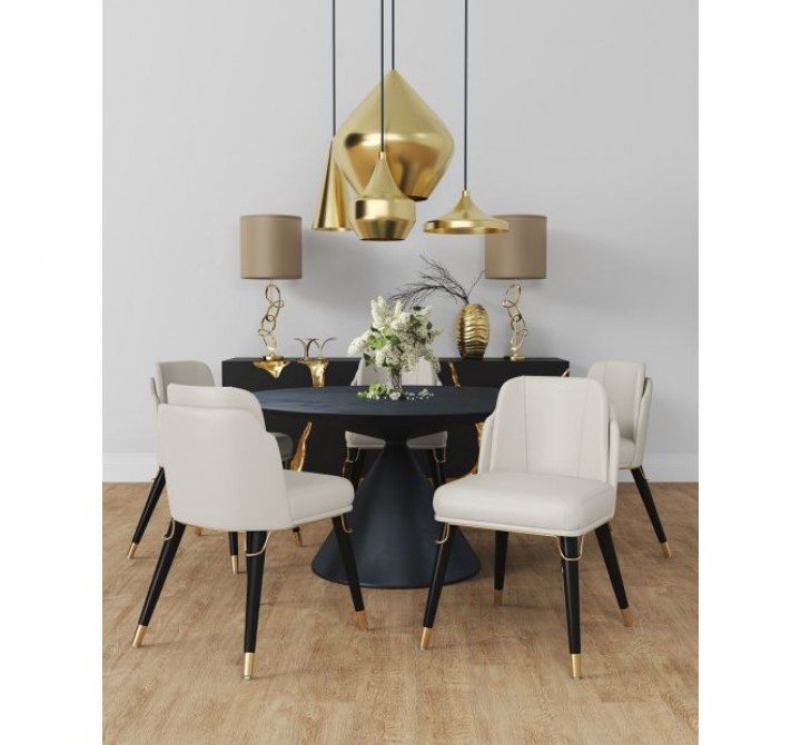 Manhattan Comfort Estelle Black Faux Leather Dining Chair