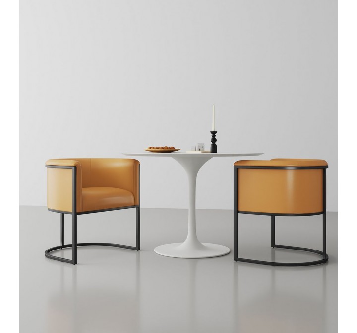Manhattan Comfort Bali Saddle and Black Faux Leather Dining Chair