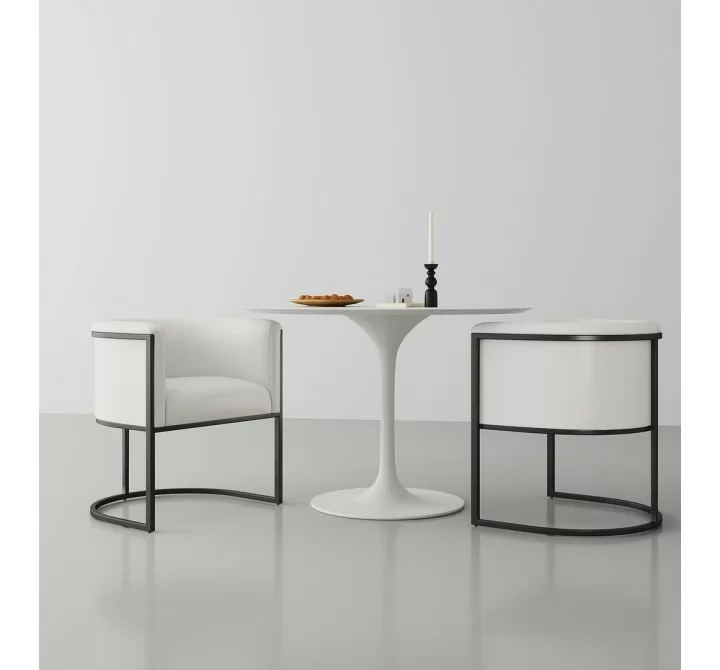 Manhattan Comfort Bali White and Black Faux Leather Dining Chair