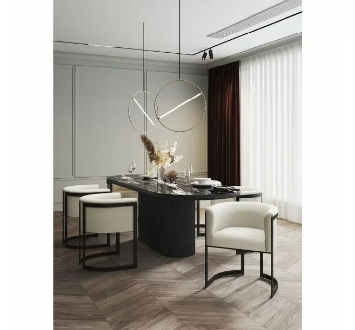 Manhattan Comfort Corso Leatherette Dining Chair with Metal Frame in Cream