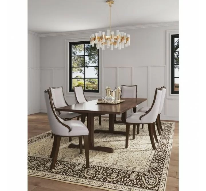 Manhattan Comfort Grand Faux Leather 8-Piece Dining Chairs in Light Grey