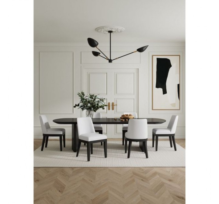 Manhattan Comfort Gansevoort Modern Faux Leather Dining Chair in Cream Full Set