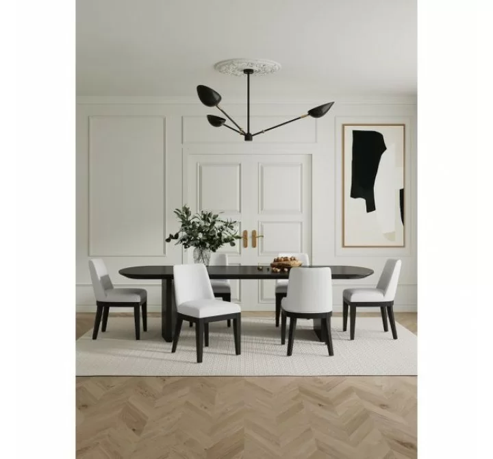 Manhattan Comfort Gansevoort Modern Faux Leather Dining Chair in Cream Full Set