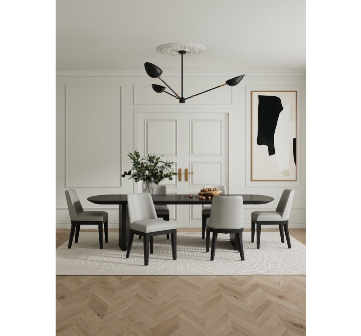 Manhattan Comfort Gansevoort Modern Faux Leather Dining Chair in Stone Grey Full Set