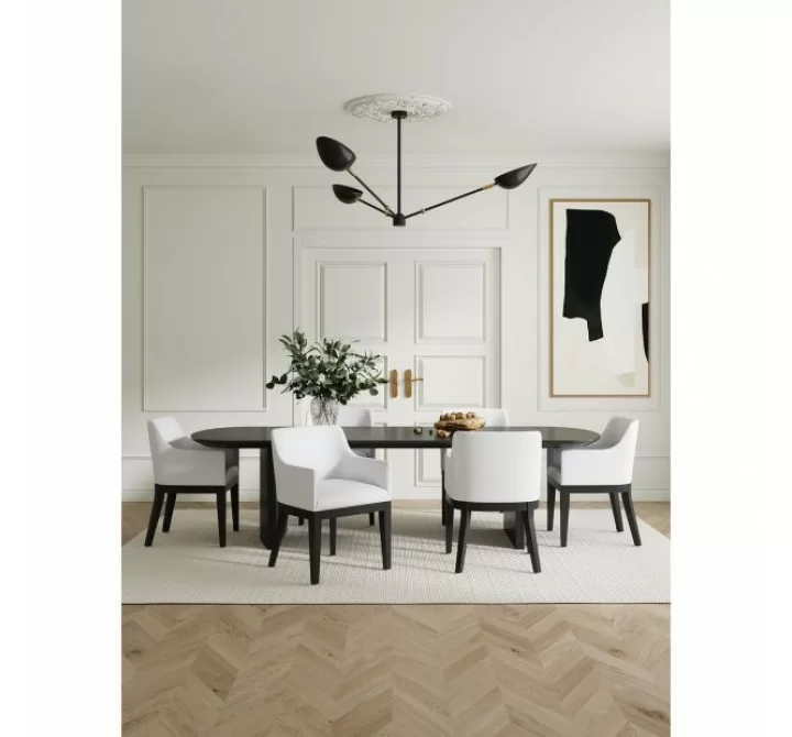 Manhattan Comfort Gansevoort Modern Faux Leather Dining Armchair in Cream Full Set