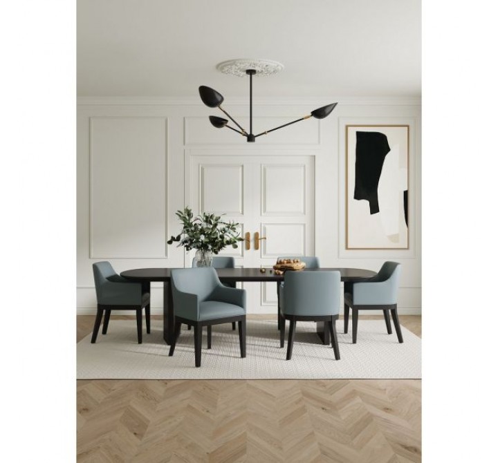Manhattan Comfort Gansevoort Modern Faux Leather Dining Armchair in Pewter Full Set