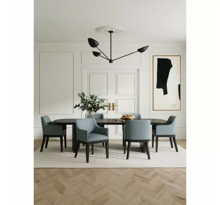 Manhattan Comfort Gansevoort Modern Faux Leather Dining Armchair in Pewter Full Set