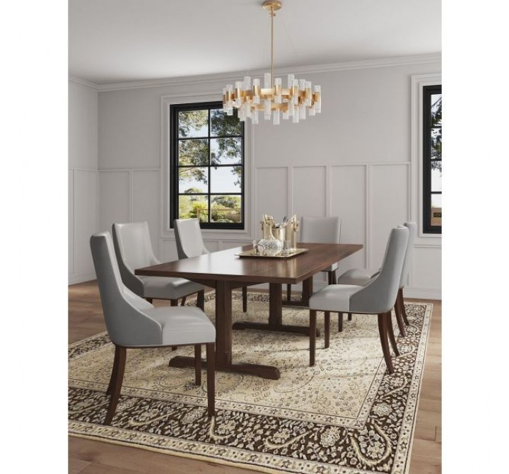 Manhattan Comfort Shubert Modern Faux Leather and Velvet Dining Chair in Light Grey Full Set