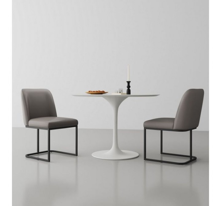 Manhattan Comfort Serena Faux Leather Dining Chair in Grey