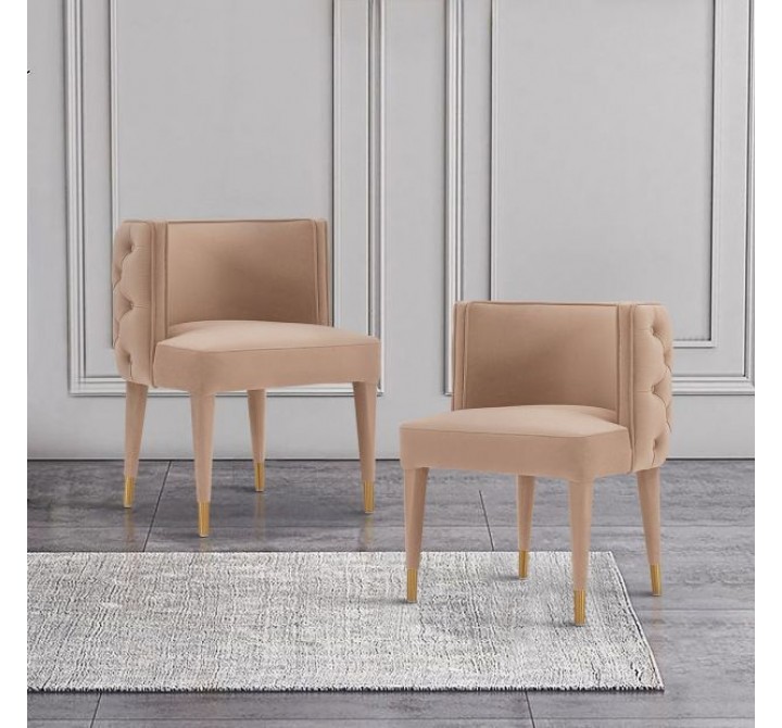 Manhattan Comfort Modern Maya Tufted Velvet Dining Chair In Nude