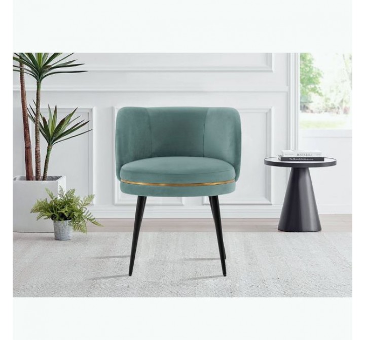 Manhattan Comfort Modern Kaya Pleated Velvet Dining Chair In Mint Green