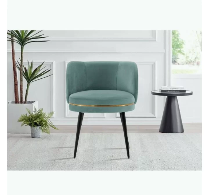 Manhattan Comfort Modern Kaya Pleated Velvet Dining Chair In Mint Green