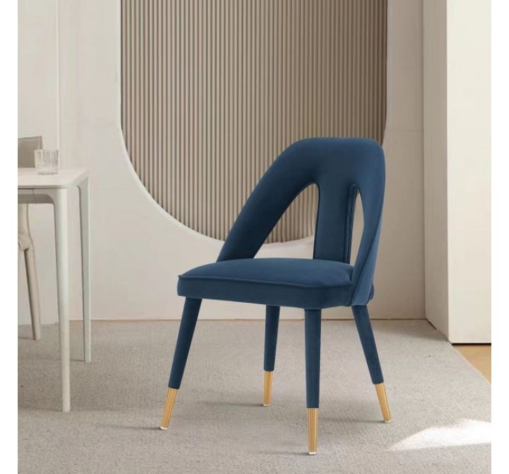 Manhattan Comfort Modern Neda Velvet Dining Chair In Midnight Blue