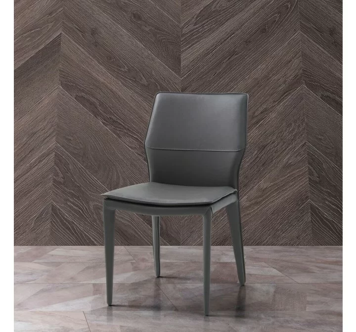 Miranda Dining Chair With Dark Grey Faux Leather And Steel Legs