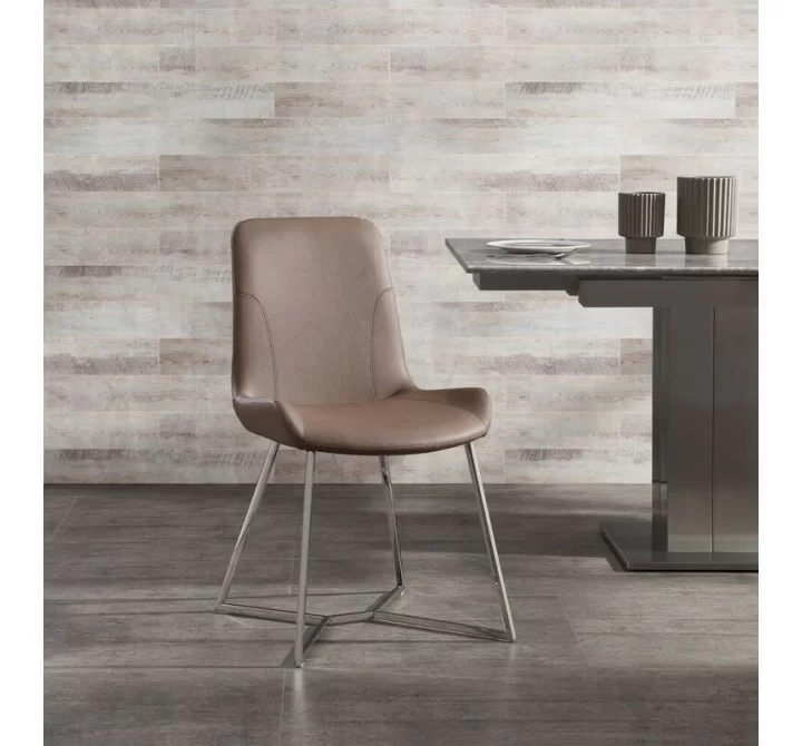 Aileen Dining Chair Taupe Faux Leather Dining Chair