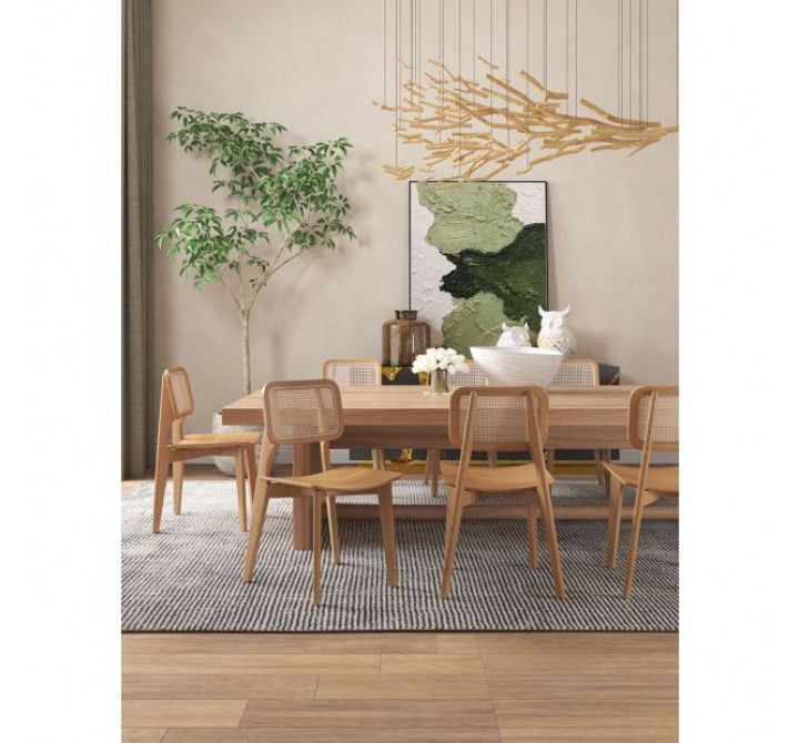 Manhattan Comfort Versailles Square Dining Chair in Nature Cane - Set of 2