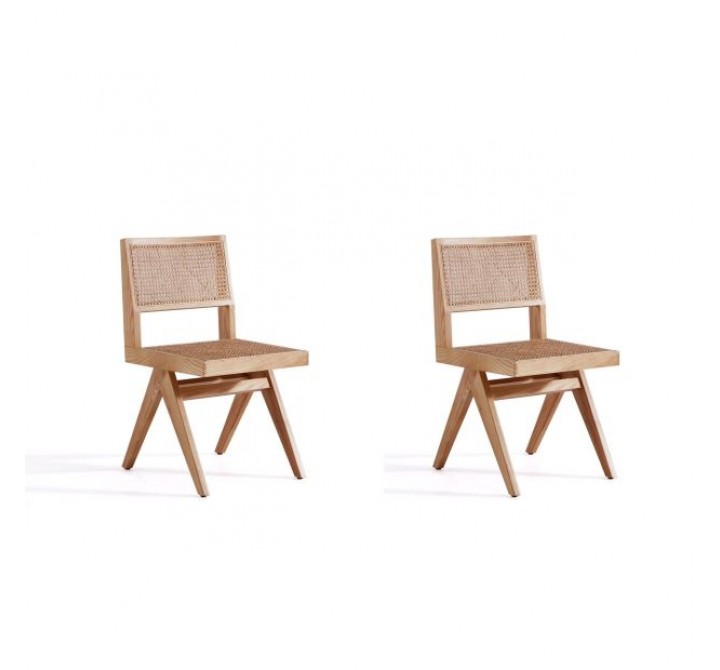 Manhattan Comfort Hamlet Dining Chair in Nature Cane - Set of 2
