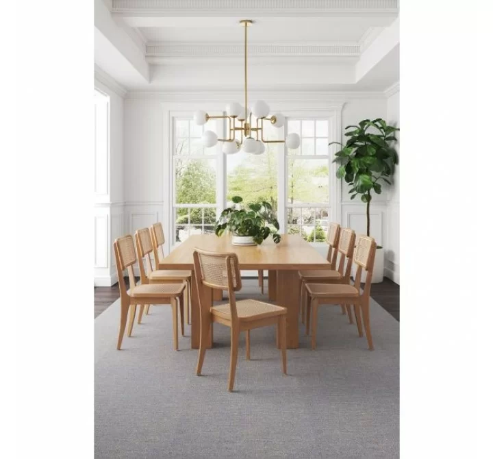 Manhattan Comfort Giverny Dining Chair in Nature Cane Full Set