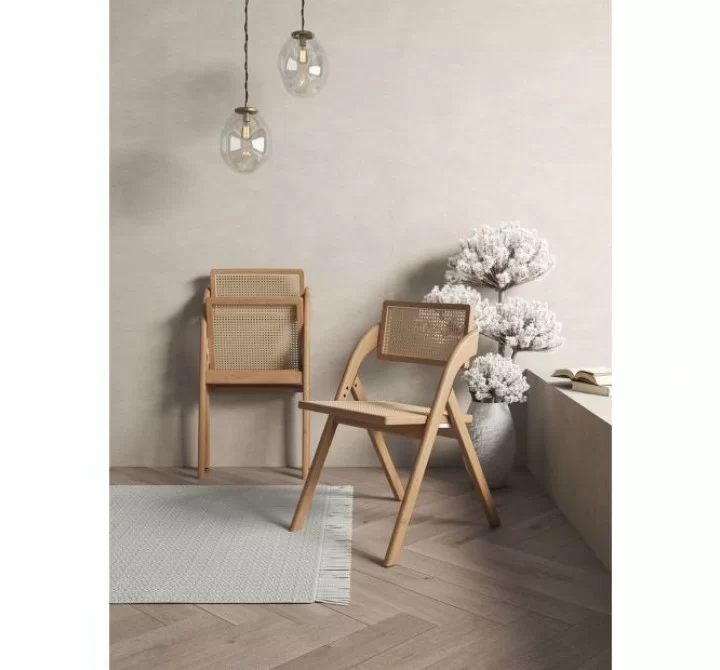 Manhattan Comfort Lambinet Folding Dining Chair in Nature Cane - Set of 2