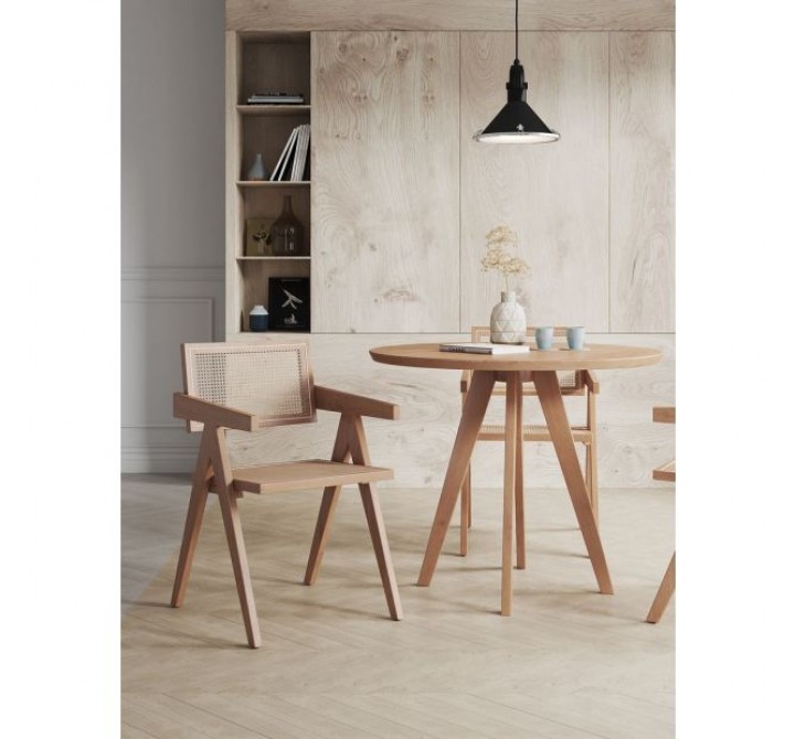 Manhattan Comfort Hamlet Dining Arm Chair in Nature Cane Set