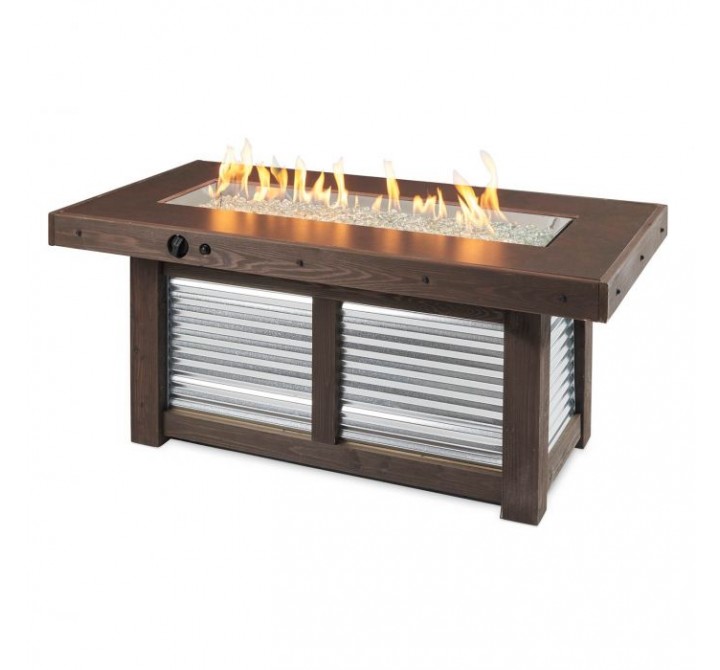 Outdoor Greatroom Company Denali Brew Linear Fire Pit Table Front View