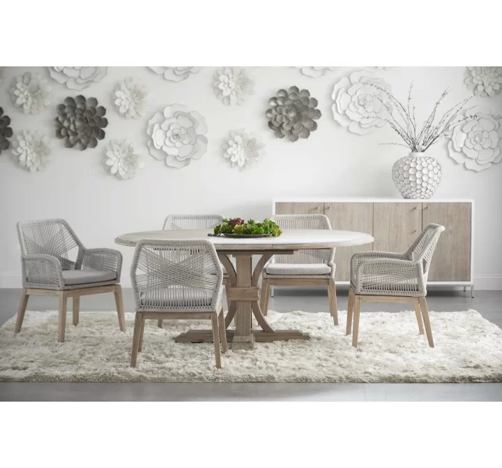 Essentials For Living Devon 54" Round Extension Dining Table in Light Honey Oak / Natural Gray Acacia - Lifestyle