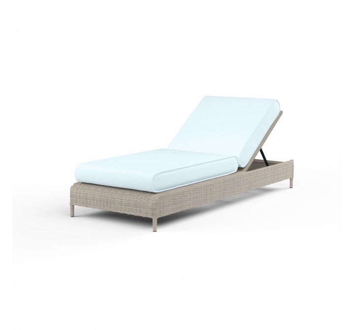 Manhattan Adjustable Chaise in Canvas Skyline w/ Self Welt - Front Side Angle
