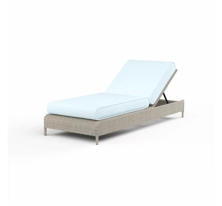 Manhattan Adjustable Chaise in Canvas Skyline w/ Self Welt - Front Side Angle