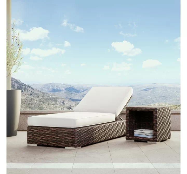 Montecito Adjustable Chaise in Canvas Flax w/ Self Welt - Lifestyle