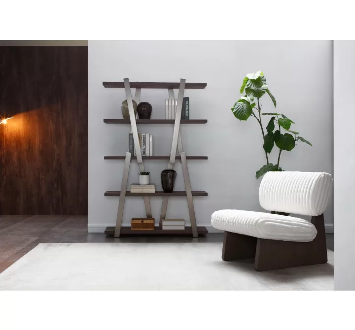 Elena Bookshelf in Light Gray-Lifestyle