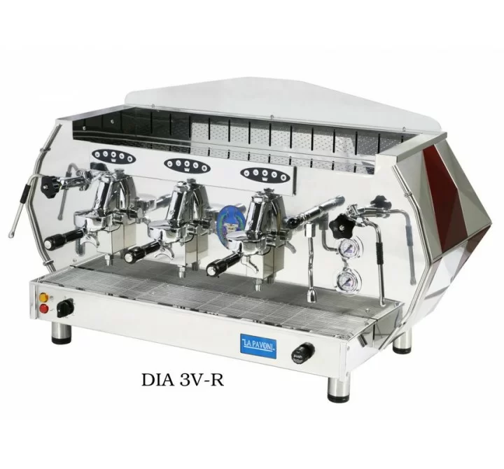Commercial Volumetric Espresso Machine in Red Side Panels - 3V