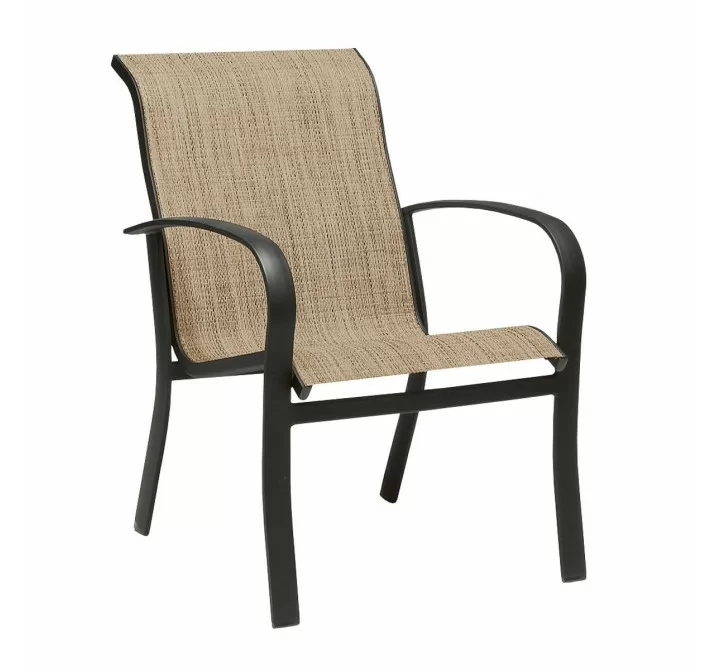 Woodard Fremont Sling Dining Armchair - Stackable - Angled