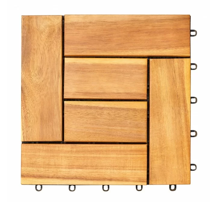 Vifah Hanalei Acacia Interlocking Wooden Decktile in Honey, Frontview