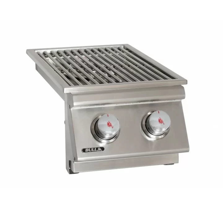 Bull BBQ Double Slide-In Sideburner - Angled and Open - Close-up