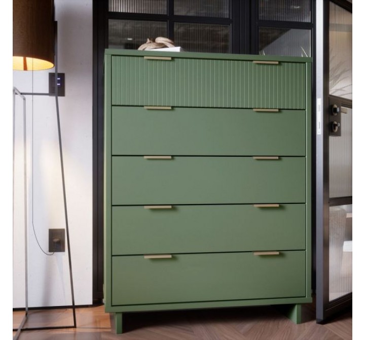 Manhattan Comfort Granville 45.27" Modern Tall Dresser with 5 Full Extension Drawers in Sage Green