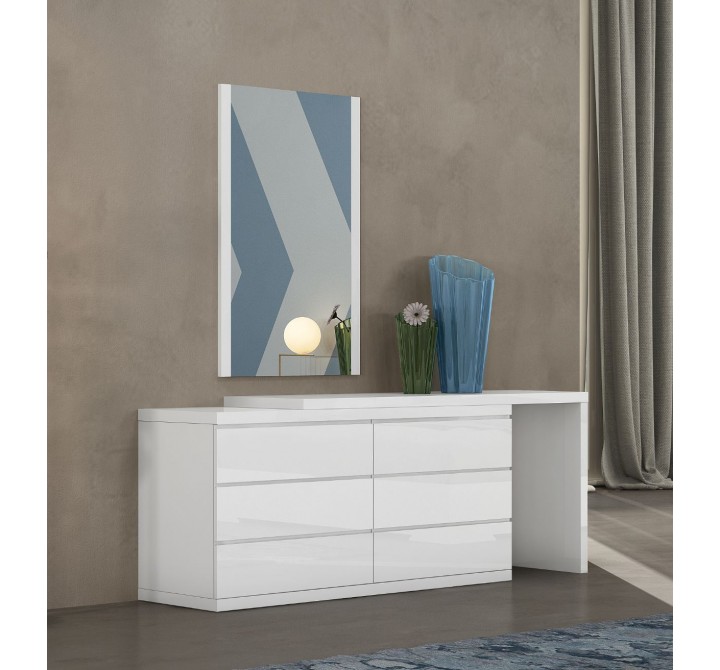 Anna Dresser With Double High Gloss White Full Extension Drawers - Lifestyle