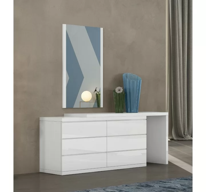 Anna Dresser With Double High Gloss White Full Extension Drawers - Lifestyle