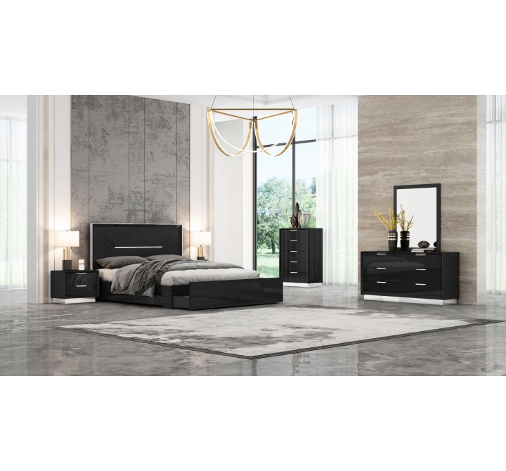 Whiteline Modern Living Navi Dresser Double High Gloss Black - Lifestyle
