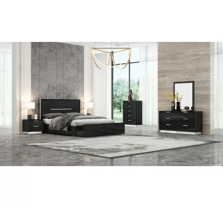 Whiteline Modern Living Navi Dresser Double High Gloss Black - Lifestyle