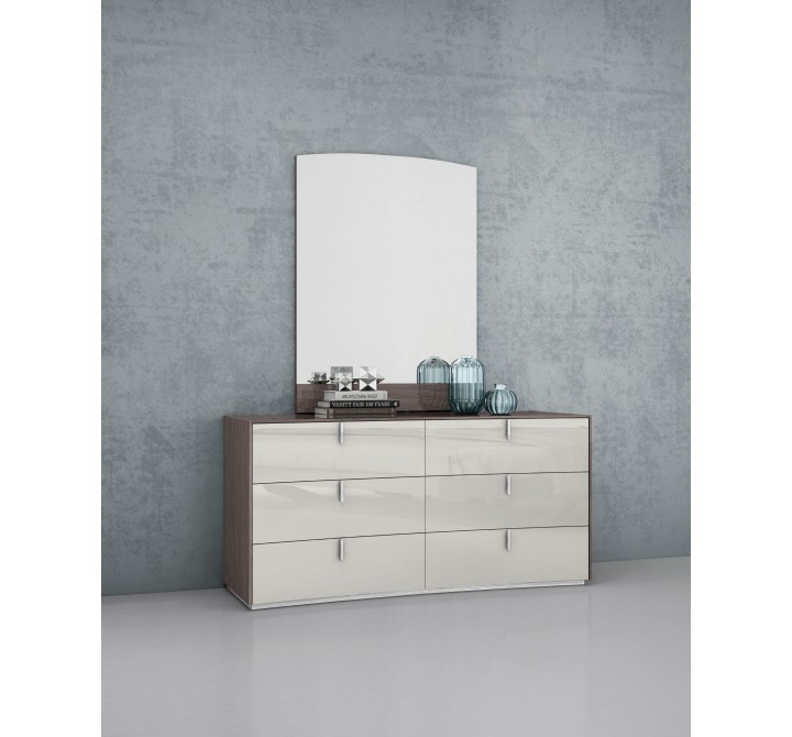 Whiteline Modern Living Berlin Dresser In High Gloss Chestnut Grey - Lifestyle