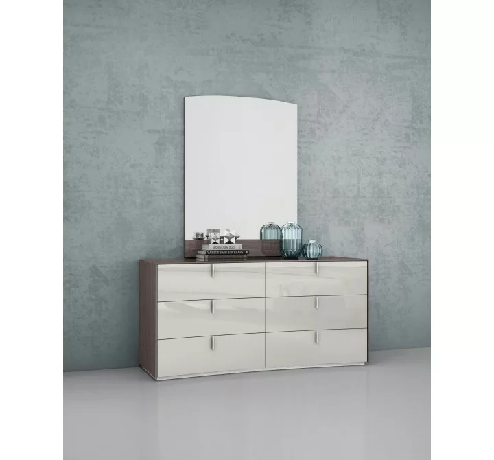 Whiteline Modern Living Berlin Dresser In High Gloss Chestnut Grey - Lifestyle