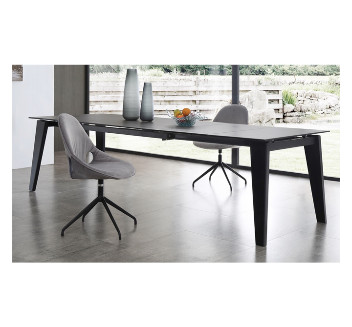 Whiteline Modern Living Theo Extendable Dining Table In Birch Wood Legs In Black - Lifestyle