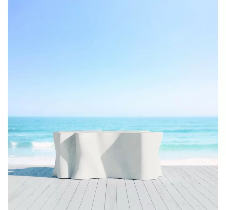 Azzurro Living Daintree Coffee Table In Bone Concrete - Lifestyle