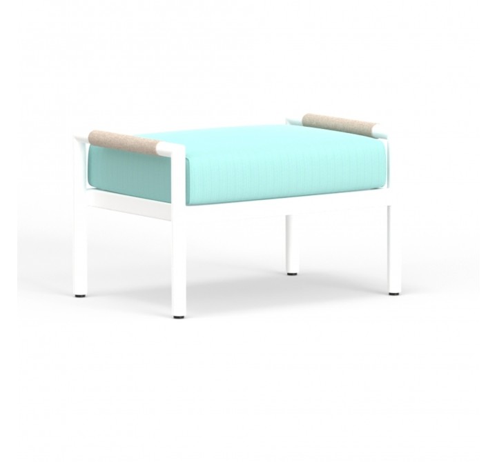 Sabbia Ottoman in Dupione Celeste, No Welt - Front Side Angle