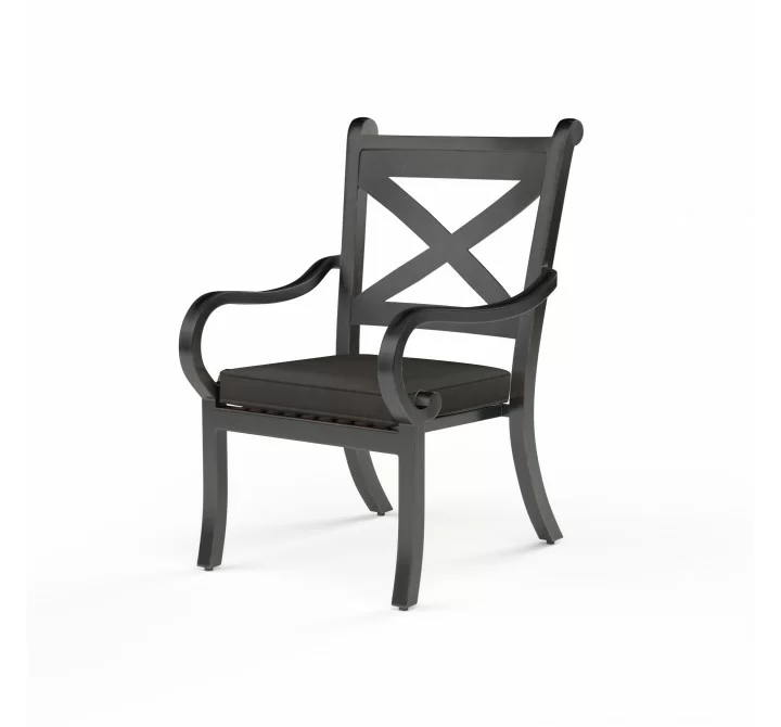 Monterey Swivel Dining Chair in Spectrum Carbon w/ Self Welt - Front Side Angle