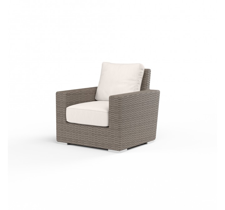 Coronado Club Chair in Canvas Natural w/ Self Welt - Front Side Angle
