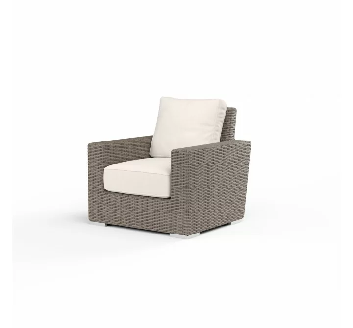 Coronado Club Chair in Canvas Natural w/ Self Welt - Front Side Angle