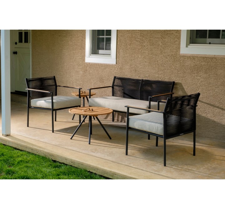 Alfresco Home Jakarta Deep Seating Love Seat - Black - Lifestyle