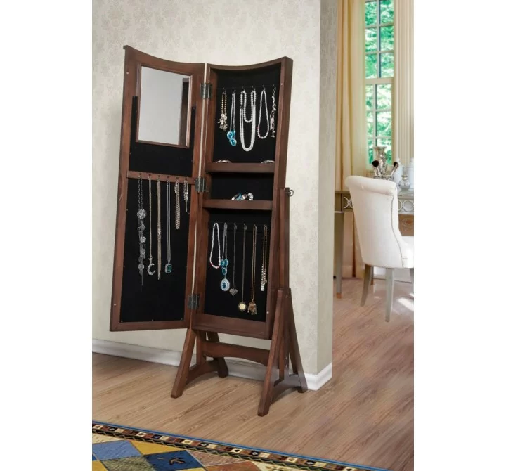 Bianca Jewelry Armoire Cheval Mirror - Open