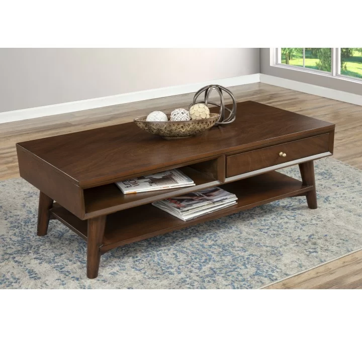 Alpine Furniture Flynn Coffee Table, Walnut - Lifestyle